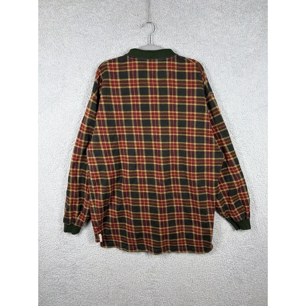 Vintage FILA Sport Men's Size M Long Sleeve Polo Shirt Plaid 90s
